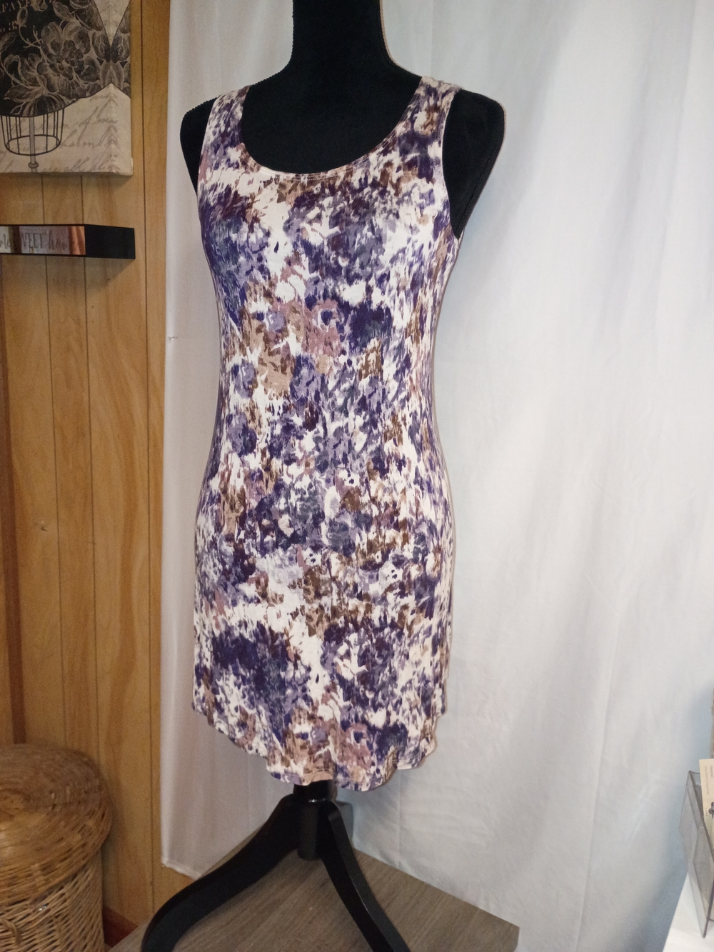 LOGO by Lori Goldstein Purple and Brown Printed Sleeveless Tank Top